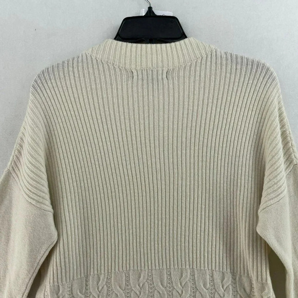 Banana Republic Sweater Women Sz M Ivory Cream Cable Knit Wool Blend Mock Neck - Picture 7 of 12